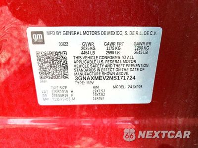 Zdjęcie 12 z 12 samochodu: 2022 CHEVROLET EQUINOX RS VIN:3GNAXMEV2NS171724 - miniatura