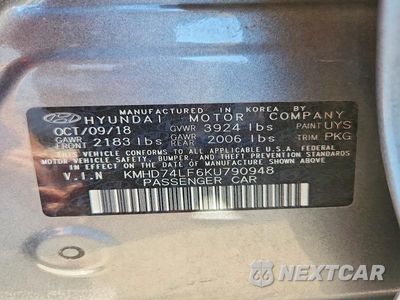 Zdjęcie 12 z 12 samochodu: 2019 HYUNDAI ELANTRA SE VIN:KMHD74LF6KU790948 - miniatura