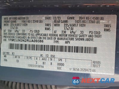 Zdjęcie 13 z 13 samochodu: 2024 FORD ESCAPE ACTIVE VIN:1FMCU9GN2RUA09386 - miniatura