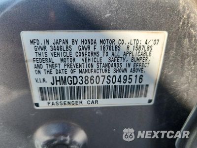 Zdjęcie 12 z 12 samochodu: 2007 HONDA FIT S VIN:JHMGD38607S049516 - miniatura