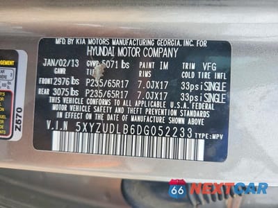 Zdjęcie 13 z 13 samochodu: 2013 HYUNDAI SANTA FE SPORT 2.4L VIN:5XYZUDLB6DG052233 - miniatura