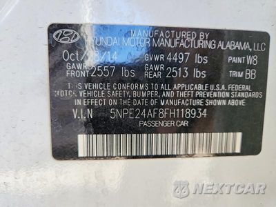 Zdjęcie 12 z 12 samochodu: 2015 HYUNDAI SONATA SE VIN:5NPE24AF8FH118934 - miniatura