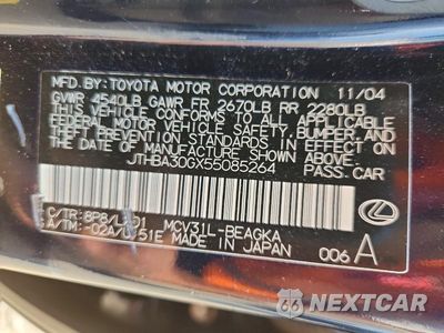 Zdjęcie 12 z 12 samochodu: 2005 LEXUS ES 330 BASE VIN:JTHBA30GX55085264 - miniatura