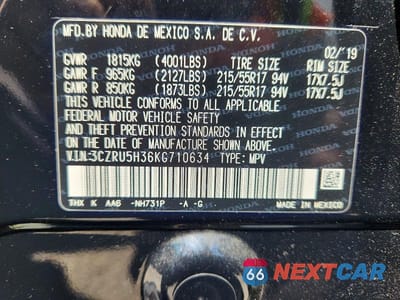 Zdjęcie 12 z 12 samochodu: 2019 HONDA HR-V LX VIN:3CZRU5H36KG710634 - miniatura