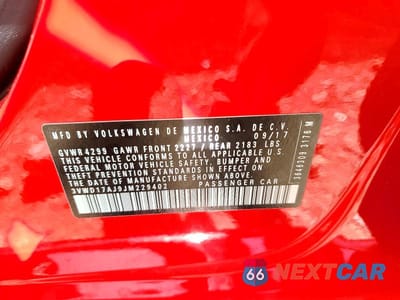Zdjęcie 12 z 12 samochodu: 2018 VOLKSWAGEN JETTA 4D GLI 2.0T AB VIN:3VWD17AJ9JM229402 - miniatura