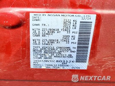 Zdjęcie 12 z 12 samochodu: 2015 NISSAN ROGUE SL VIN:5N1AT2MV3FC803126 - miniatura