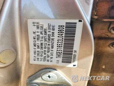 Zdjęcie 12 z 12 samochodu: 2002 HONDA CIVIC LX VIN:1HGES16532L049608 - miniatura