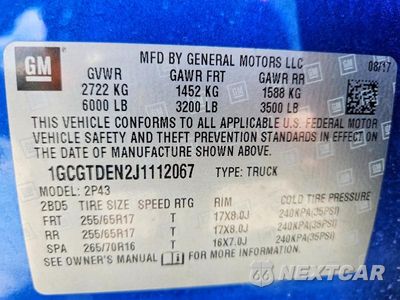 Zdjęcie 12 z 12 samochodu: 2018 CHEVROLET COLORADO Z71 VIN:1GCGTDEN2J1112067 - miniatura