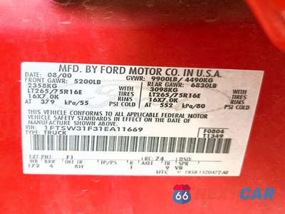 Zdjęcie 12 z 12 samochodu: 2001 FORD F350 SRW SUPER DUTY VIN:1FTSW31F31EA11669 - miniatura