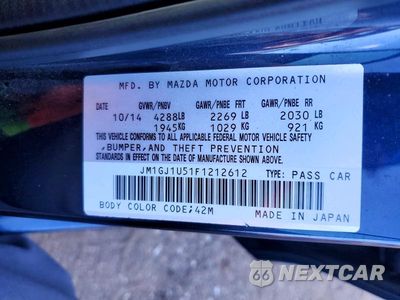 Zdjęcie 12 z 12 samochodu: 2015 MAZDA 6 SPORT VIN:JM1GJ1U51F1212612 - miniatura