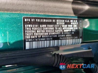 Zdjęcie 12 z 12 samochodu: 2017 VOLKSWAGEN BEETLE S/SE VIN:3VW517ATXHM819074 - miniatura