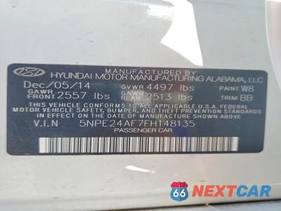 Zdjęcie 12 z 12 samochodu: 2015 HYUNDAI SONATA SE VIN:5NPE24AF7FH148135 - miniatura