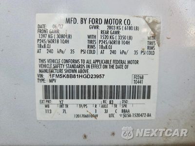 Zdjęcie 14 z 14 samochodu: 2017 FORD EXPLORER VIN:1FM5K8B81HGD23957 - miniatura