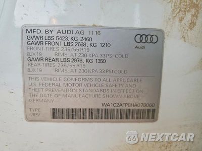 Zdjęcie 12 z 12 samochodu: 2017 AUDI Q5 PREMIUM VIN:WA1C2AFP8HA078060 - miniatura