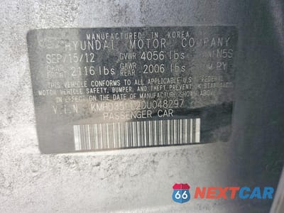 Zdjęcie 12 z 12 samochodu: 2013 HYUNDAI ELANTRA GT BASE VIN:KMHD35LE2DU048297 - miniatura
