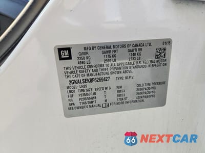 Zdjęcie 12 z 12 samochodu: 2015 GMC TERRAIN SLT VIN:2GKALSEK0F6269427 - miniatura