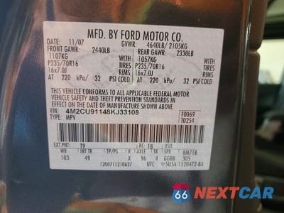 Zdjęcie 12 z 12 samochodu: 2008 MERCURY MARINER VIN:4M2CU91148KJ33108 - miniatura