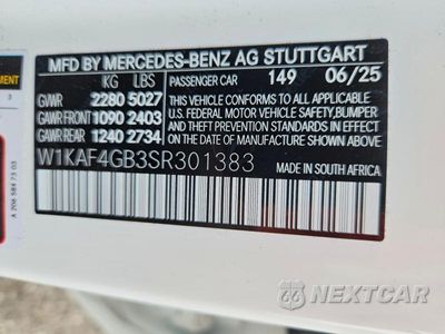 Zdjęcie 12 z 12 samochodu: 2025 MERCEDES-BENZ C 300 VIN:W1KAF4GB3SR301383 - miniatura