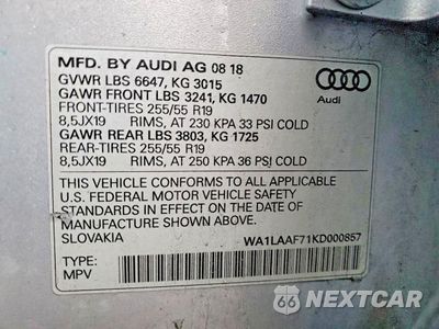 Zdjęcie 13 z 13 samochodu: 2019 AUDI Q7 VIN:WA1LAAF71KD000857 - miniatura