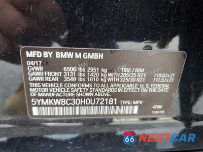 Zdjęcie 13 z 13 samochodu: 2017 BMW X6 M VIN:5YMKW8C30H0U72181 - miniatura