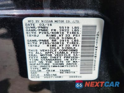 Zdjęcie 13 z 13 samochodu: 2016 INFINITI QX70 BASE VIN:JN8CS1MW4GM752853 - miniatura