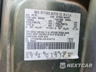Zdjęcie 12 z 12 samochodu: 2002 FORD F150 SUPERCREW VIN:1FTRW08L32KA54713 - miniatura