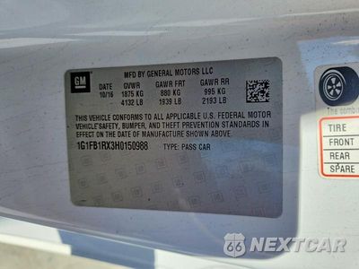 Zdjęcie 12 z 12 samochodu: 2017 CHEVROLET CAMARO LT VIN:1G1FB1RX3H0150988 - miniatura