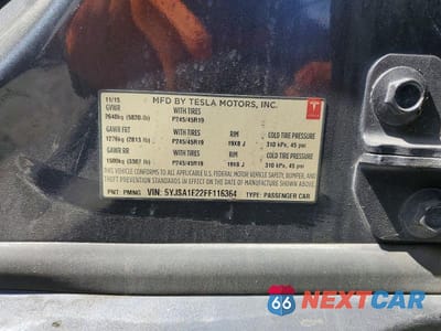 Zdjęcie 13 z 13 samochodu: 2015 TESLA MODEL S VIN:5YJSA1E22FF116364 - miniatura