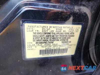 Zdjęcie 12 z 12 samochodu: 2012 NISSAN SENTRA 2.0 VIN:3N1AB6AP9CL724762 - miniatura