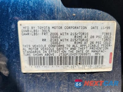 Zdjęcie 13 z 13 samochodu: 2000 TOYOTA RAV4 BASE VIN:JT3GP10V2Y7069971 - miniatura