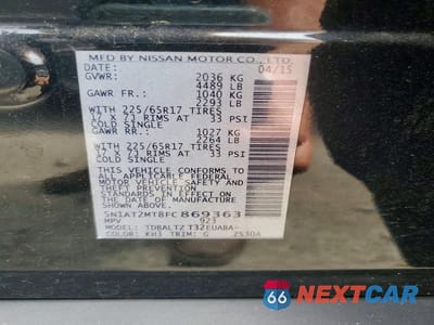 Zdjęcie 13 z 13 samochodu: 2015 NISSAN ROGUE SV VIN:5N1AT2MT8FC869363 - miniatura