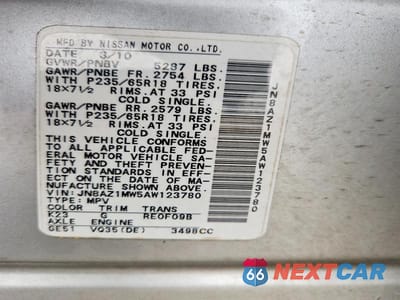 Zdjęcie 13 z 13 samochodu: 2010 NISSAN MURANO S VIN:JN8AZ1MW5AW123780 - miniatura