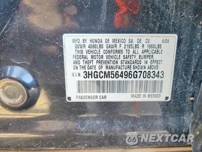 Zdjęcie 12 z 12 samochodu: 2006 HONDA ACCORD LX VIN:3HGCM56496G708343 - miniatura