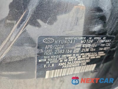 Zdjęcie 12 z 12 samochodu: 2024 HYUNDAI SONATA HYBRID SEL VIN:KMHL34JJ0RA095391 - miniatura