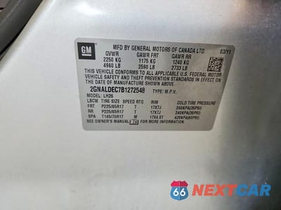 Zdjęcie 12 z 12 samochodu: 2011 CHEVROLET EQUINOX LT VIN:2GNALDEC7B1272548 - miniatura