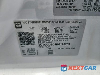 Zdjęcie 12 z 12 samochodu: 2023 GMC SIERRA K1500 SLT VIN:3GTUUDED3PG128263 - miniatura