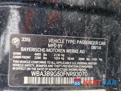 Zdjęcie 12 z 12 samochodu: 2015 BMW 335 XI VIN:WBA3B9G50FNR93070 - miniatura