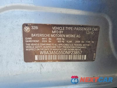 Zdjęcie 12 z 12 samochodu: 2013 BMW 328 I VIN:WBA3A5G55DNP23857 - miniatura