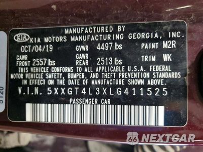 Zdjęcie 12 z 12 samochodu: 2020 KIA OPTIMA LX VIN:5XXGT4L3XLG411525 - miniatura