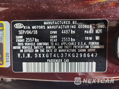 Zdjęcie 13 z 13 samochodu: 2019 KIA OPTIMA LX VIN:5XXGT4L37KG298647 - miniatura