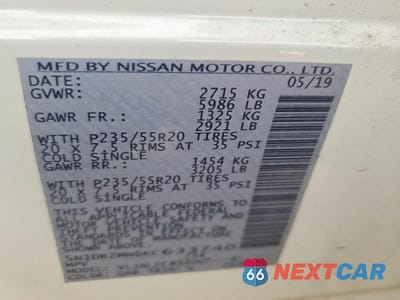 Zdjęcie 12 z 12 samochodu: 2019 NISSAN PATHFINDER PLATINUM VIN:5N1DR2MN6KC633740 - miniatura