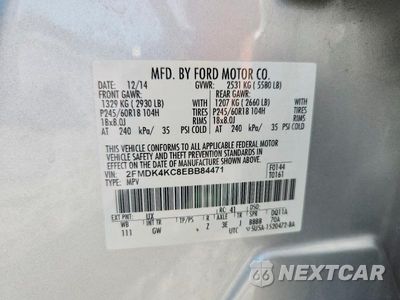 Zdjęcie 12 z 12 samochodu: 2014 FORD EDGE LIMITED VIN:2FMDK4KC8EBB84471 - miniatura