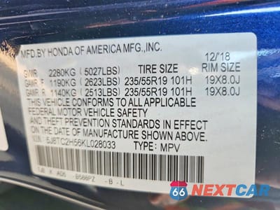 Zdjęcie 13 z 13 samochodu: 2019 ACURA RDX TECHNOLOGY VIN:5J8TC2H56KL028033 - miniatura