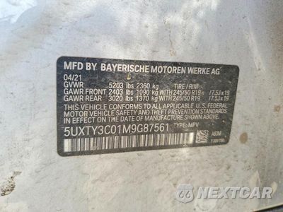 Zdjęcie 13 z 13 samochodu: 2021 BMW X3 SDRIVE30I VIN:5UXTY3C01M9G87561 - miniatura