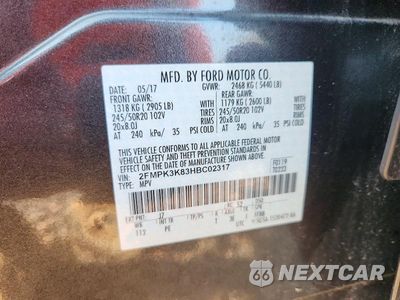 Zdjęcie 13 z 13 samochodu: 2017 FORD EDGE TITANIUM VIN:2FMPK3K83HBC02317 - miniatura