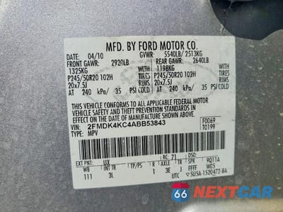 Zdjęcie 13 z 13 samochodu: 2010 FORD EDGE LIMITED VIN:2FMDK4KC4ABB53843 - miniatura