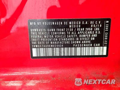 Zdjęcie 12 z 12 samochodu: 2019 VOLKSWAGEN GOLF S VIN:3VWG57AU9KM024434 - miniatura