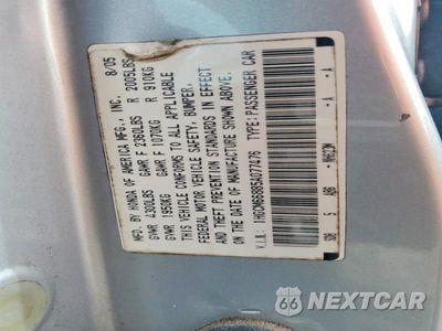 Zdjęcie 12 z 12 samochodu: 2005 HONDA ACCORD EX VIN:1HGCM66885A077476 - miniatura