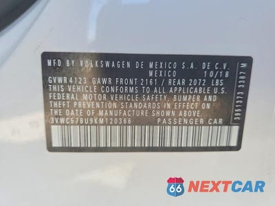 Zdjęcie 12 z 12 samochodu: 2019 VOLKSWAGEN JETTA S VIN:3VWC57BU9KM120366 - miniatura