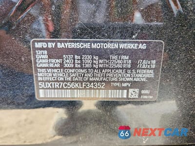 Zdjęcie 13 z 13 samochodu: 2019 BMW X3 SDRIVE30I VIN:5UXTR7C56KLF34352 - miniatura